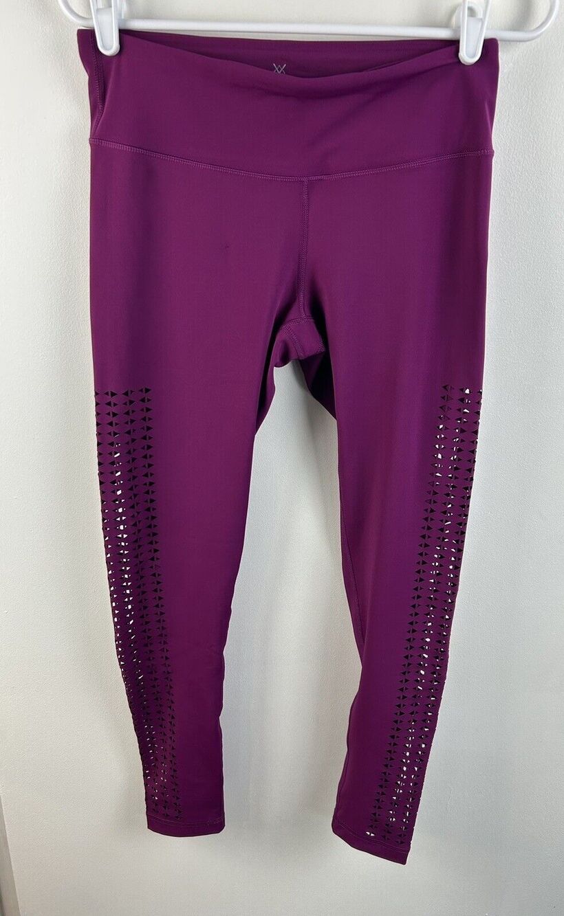 Vina Women's sz M Magenta Pink Laser cut Eyelet Active Workout Ankle Leggings